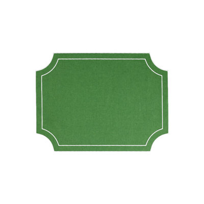 Tessuti Sage Rectangular Placemats with White Stitching