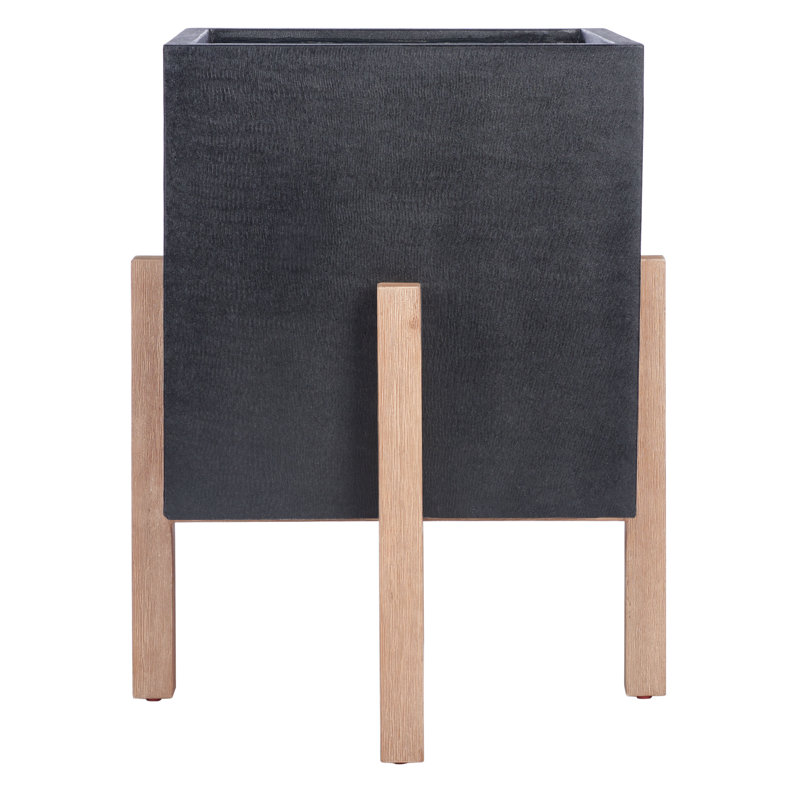 Rankin Elevated Planter, 14.3" H x 14.3" W x 17.5" D, Natural/Black