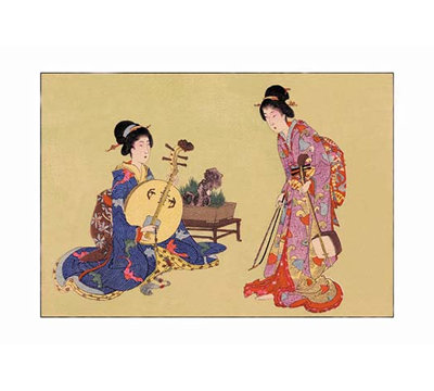 « geisha musiciens », reproduction d’art