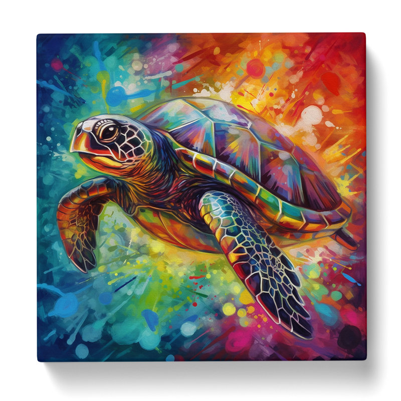 Sea Turtle Abstract - Wrapped Canvas, 50cm H x 50cm W x 3cm D