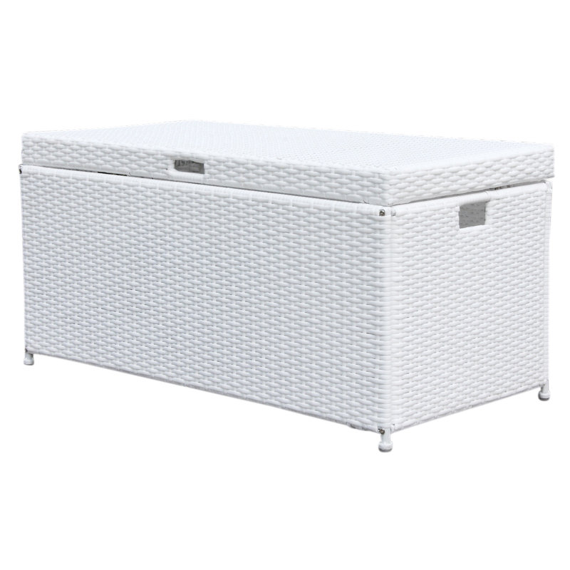 Jeco Inc. 40'' W 70 Gallons Water Resistant Wicker Deck Box, White
