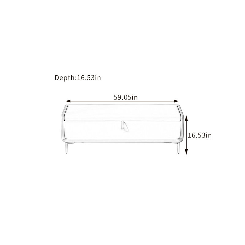Banc de rangement en similicuir Jaynette, H 16,53 po x l 59,05 po x P 16,53 po, Beige / jaune clair