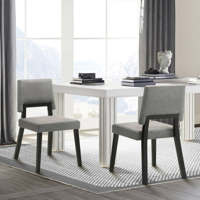 Jeiren Armless Dining Chairs with Upholstered Back in Rubberwood and Fabric