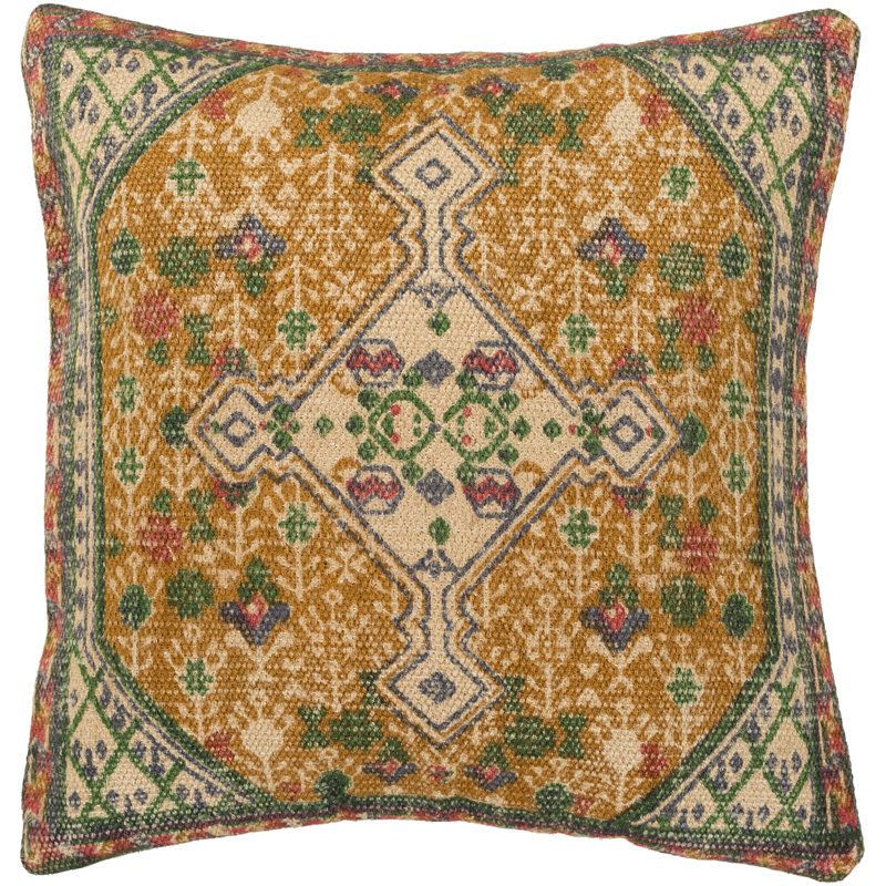 Shadi Cotton Throw Pillow, Pillow Cover Only, Green, 22" x 22"