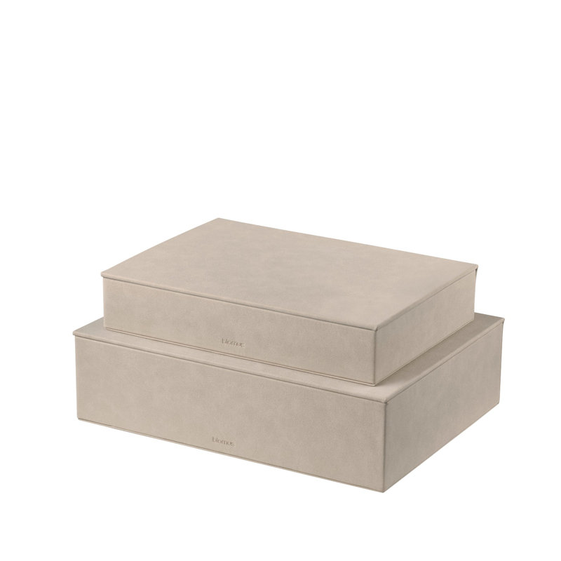 SAHLA Leather / Faux Leather Decorative Bin Set, Beige