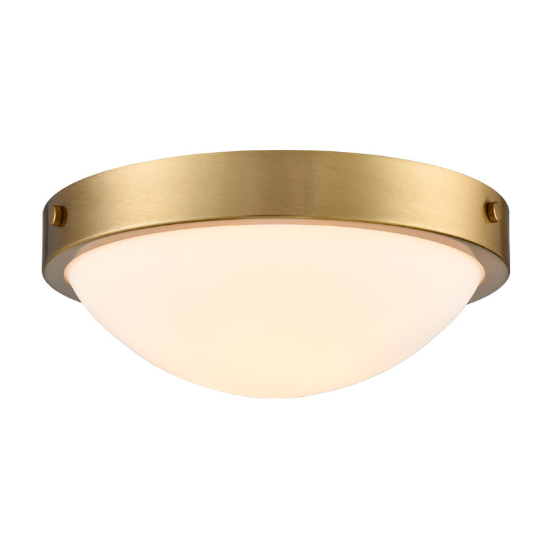Flush Mount Ceiling Light Milk Glass Shade Ceiling Light Fixture Farmhouse 2-Light, Brass