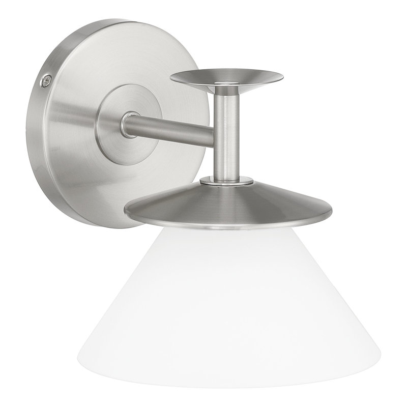 Luminaire pour meuble-lavabo à 1 lumière en nickel brossé et nickel poli avec verre opale gravé 1 lumière Tekamah