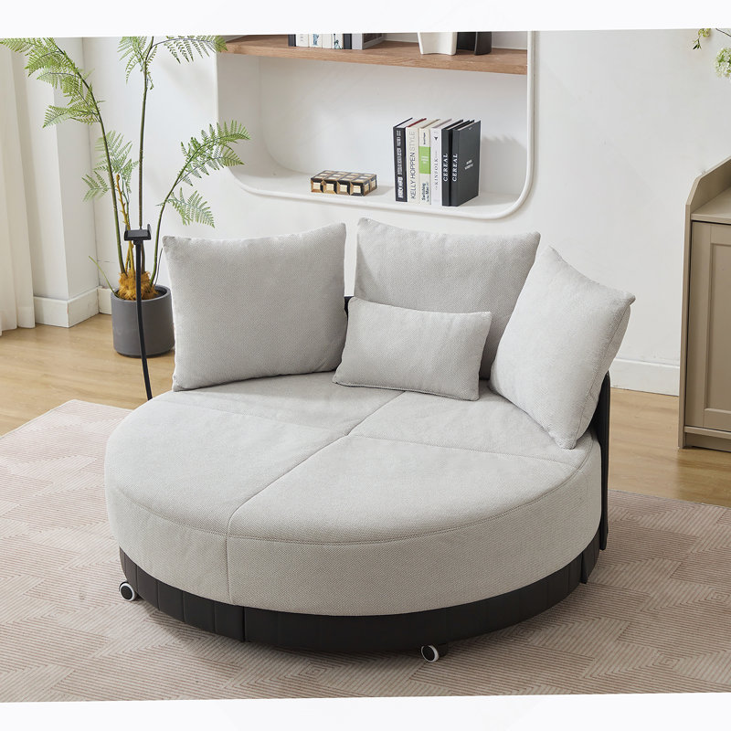 Fauteuil pivotant confortable surdimensionné avec support pour téléphone réglable et revêtement en polyester, Gris