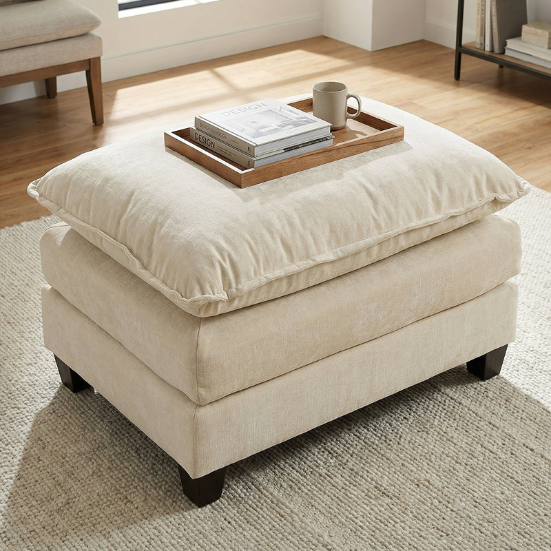 Canapé modulaire avec repose-pieds Cloud - Coussin double couche confortable, siège de salon, Beige