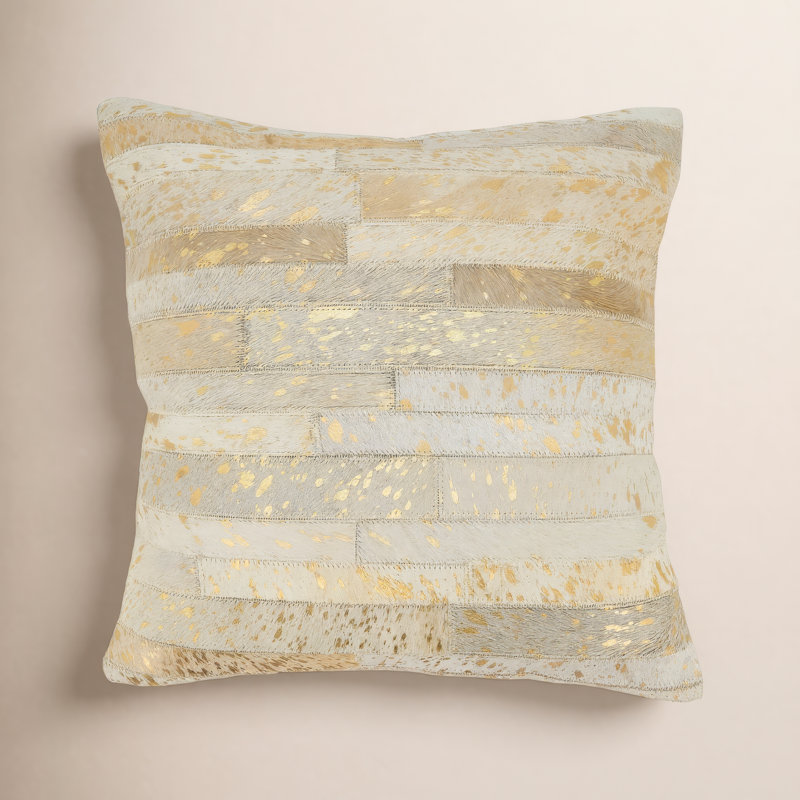 Posh Collection Patchwork Leather/Suede Throw Pillow, Polyester/Polyfill