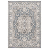 Clover Oriental Area Rug in Blue / Light Grey