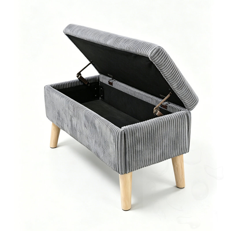 Banc de rangement rembourré avec pieds