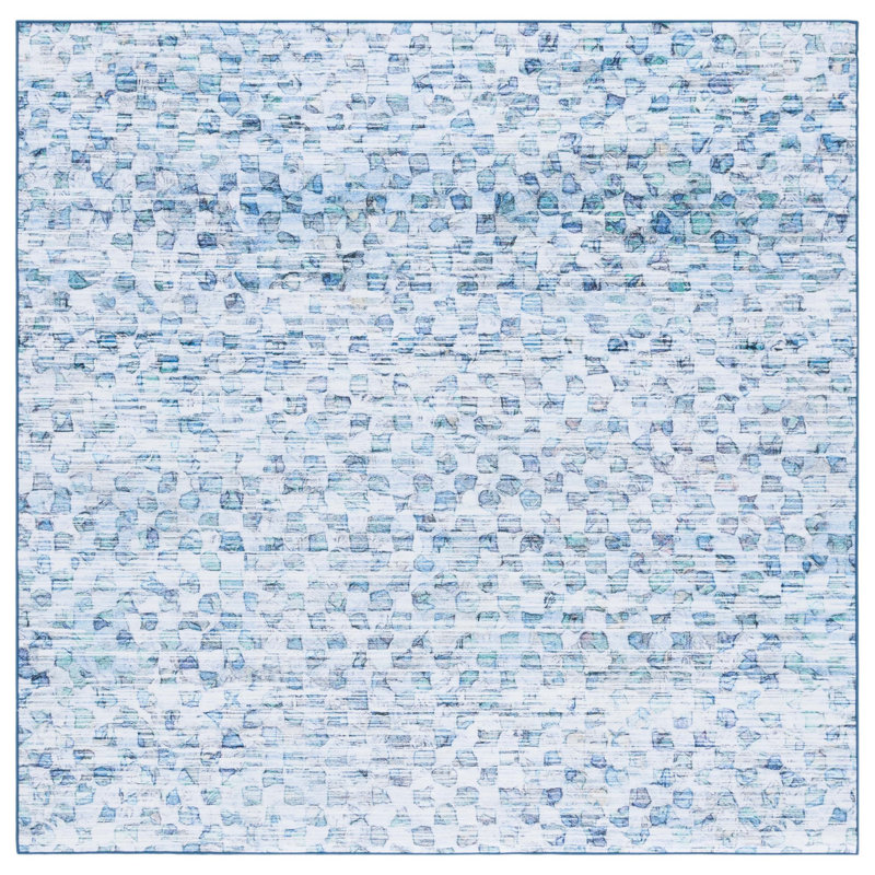 Brisseida Tacoma Performance Machine Washable Abstract Rug, Square 6'