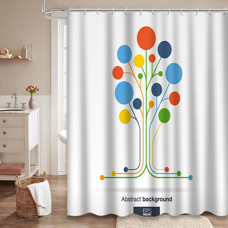 Rideau de douche abstrait 12 lignes, L 72 po x l 78 po
