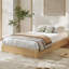 Structure de lit plateforme en bois avec conception cannelée, base à profil bas, aucun sommier tapissier requis-900440583-900440588
