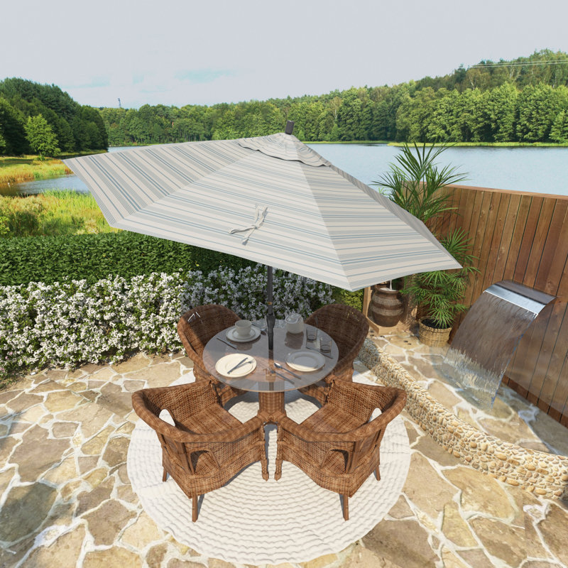 Parasol de marché 9 pi Junerose, Welfleet Sea Outdura®, Hammertone gris foncé