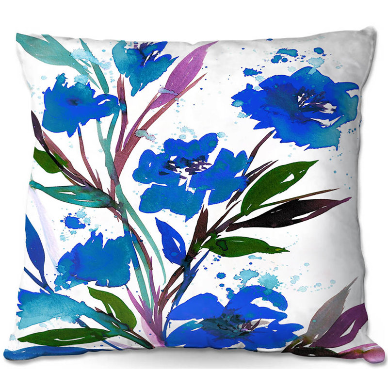 Coussin décoratif posies canapé, 16 po x 1 po, Bleu / Vert / Mauve