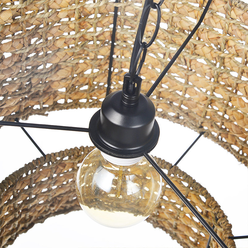 Aleeya - Light Brown Drum Pendant, 13.77" H x 19.68" W x 19.68" D