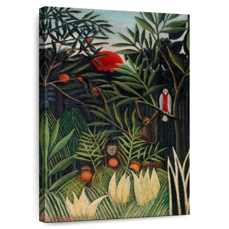 Alvord singes et perroquet dans la forêt vierge 1905-1906, H 51 po x l 34 po