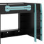 Lit mezzanine double en bois avec bureau, tablettes multiples et lumière RVB-114355419