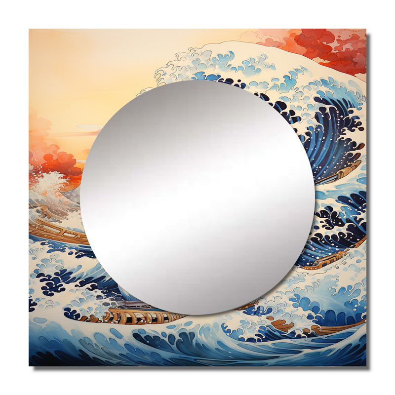 Rafaelita - Miroir carré décoratif nautique et de plage, 36 po x 36 po