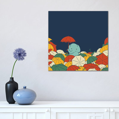 Umbrella Elephant 1 Piece Wrapped Canvas Wall Art