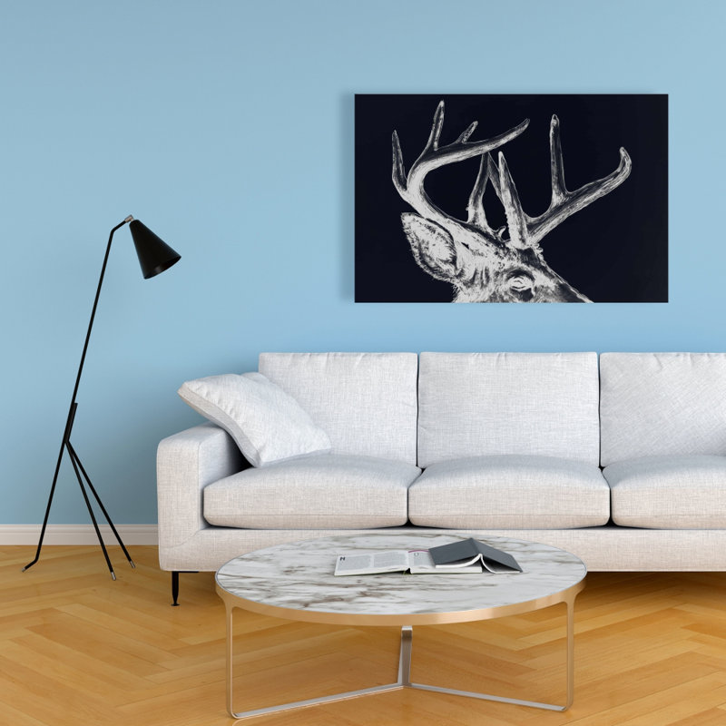 Blue roe deer plume - Holidays Gray canvas for home decor