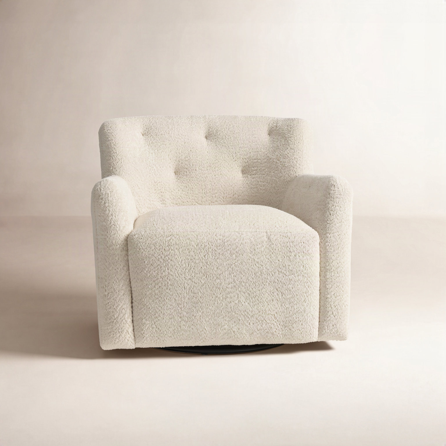 Fae Pine Swivel Armchair, Natural Textured Chenille