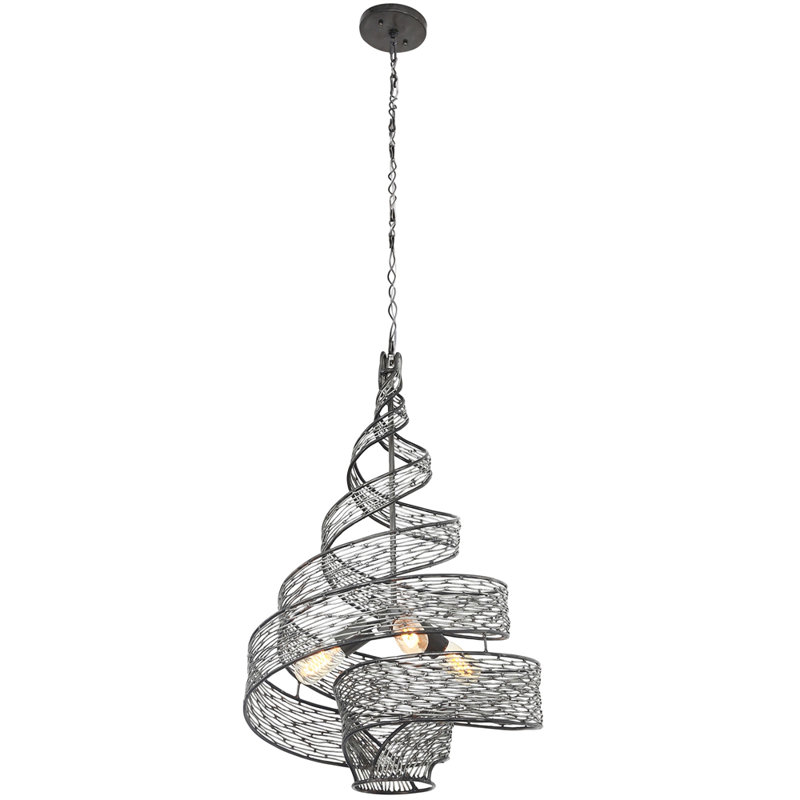 Flow 3-Light Twist Pendant - Steel, Steel, 27" H x 18" W x 18" D