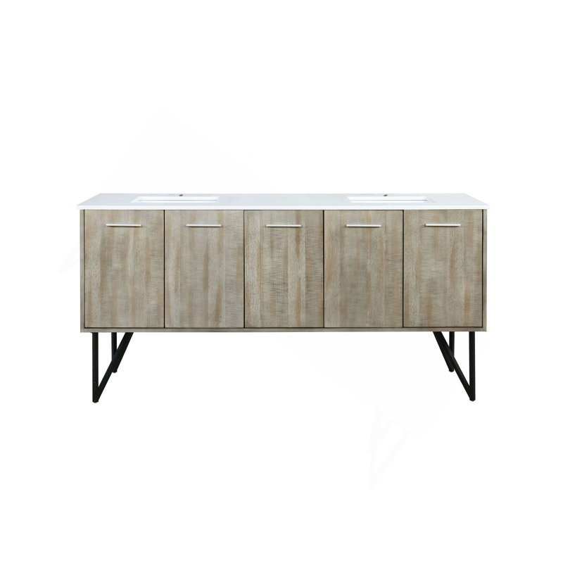 Rustic Acacia Double Bath Vanity 72 In. W X 20 In. D, With Cultured Marble Top