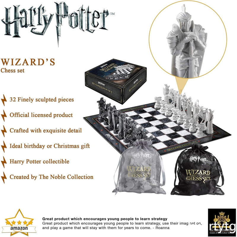 Harry Potter Wizard Chess Set with Black and White Square Board