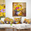 Coussin décoratif à imprimé floral jaune tournesol et violet Aster