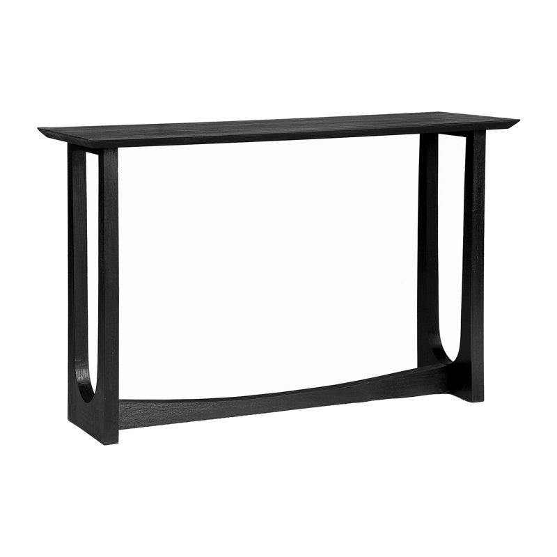 Black Mango Wood Round Side Table with Reverse Arch Base