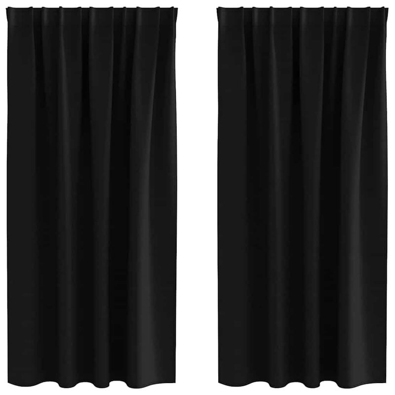 Blackout Curtain Pair, 175cm Width x 140cm Drop, Black