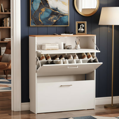 31" W 2-Flip Drawer 1-Drawer Shoe Cabinet