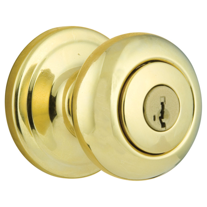 Juno Keyed Door Knob with SmartKey®, Polished Brass