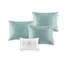 Housse de lit de jour réversible 6 pièces bleue, 1 place, motif médaillon, comprenant la housse, 3 taies d'oreiller et un coussin décoratif. Convient aux matelas 1 place avec une profondeur de 38 cm (15 pouces).