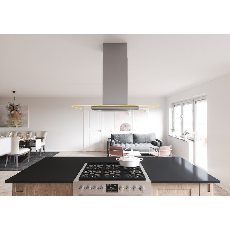 Zephyr Verona 36 in. 600 CFM Island Mount Range Hood with LED Light in Stainless Steel