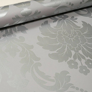Traditional Vintage Grey Silver Damask Wallpaper Metallic Floral For Living Room Bedroom - Paste The Wall Wallpaper For Feature Wall - Designer Thick Solid Heavy Duty Textured Wallpaper
