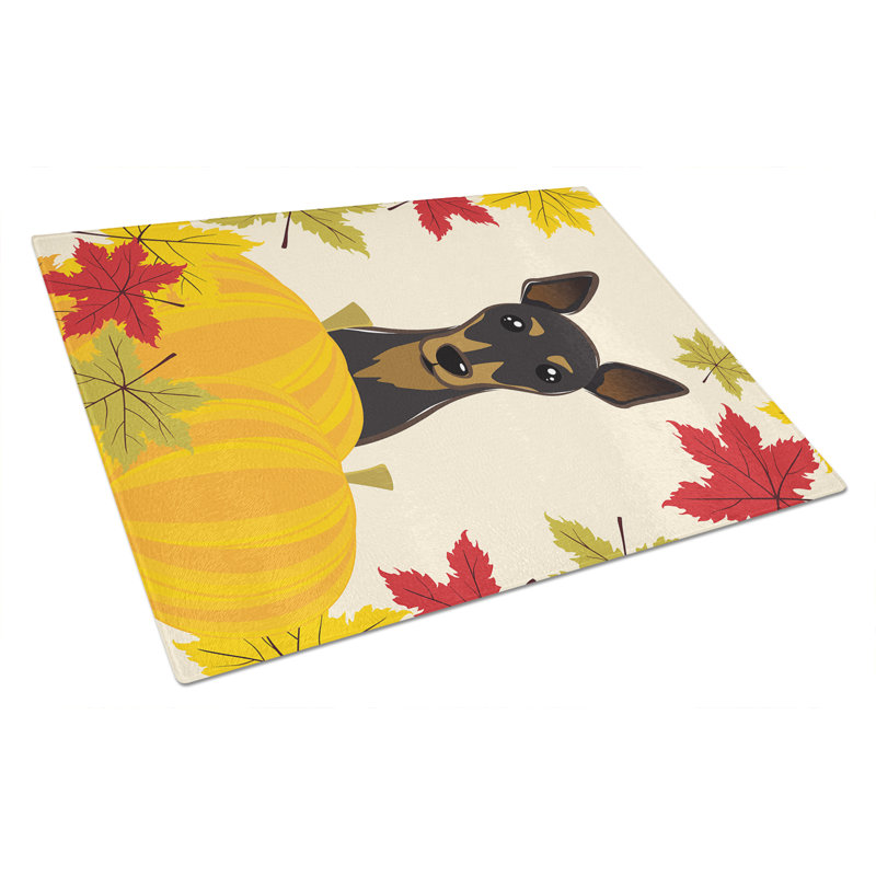 Caroline's Treasures Tempered Glass Thanksgiving Cutting Board, Min Pin