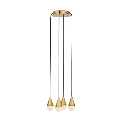 Sean Lavin Cupola 4-light Chandelier in Hand Rubbed Antique Brass with Alabaster shade