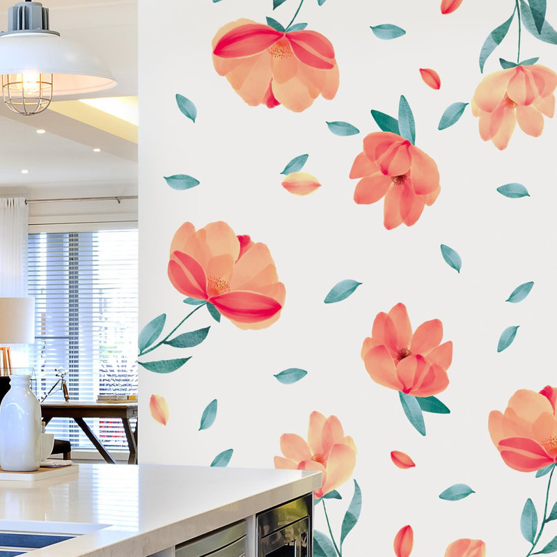 Adhésif décoratif aquarelle fleurs de pêche