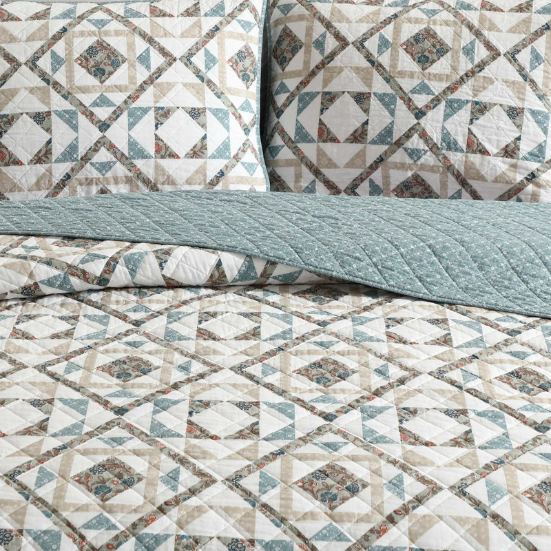 Wrangler Annie Blue Cotton Reversible Quilt Set, Twin Quilt + 1 Standard Sham