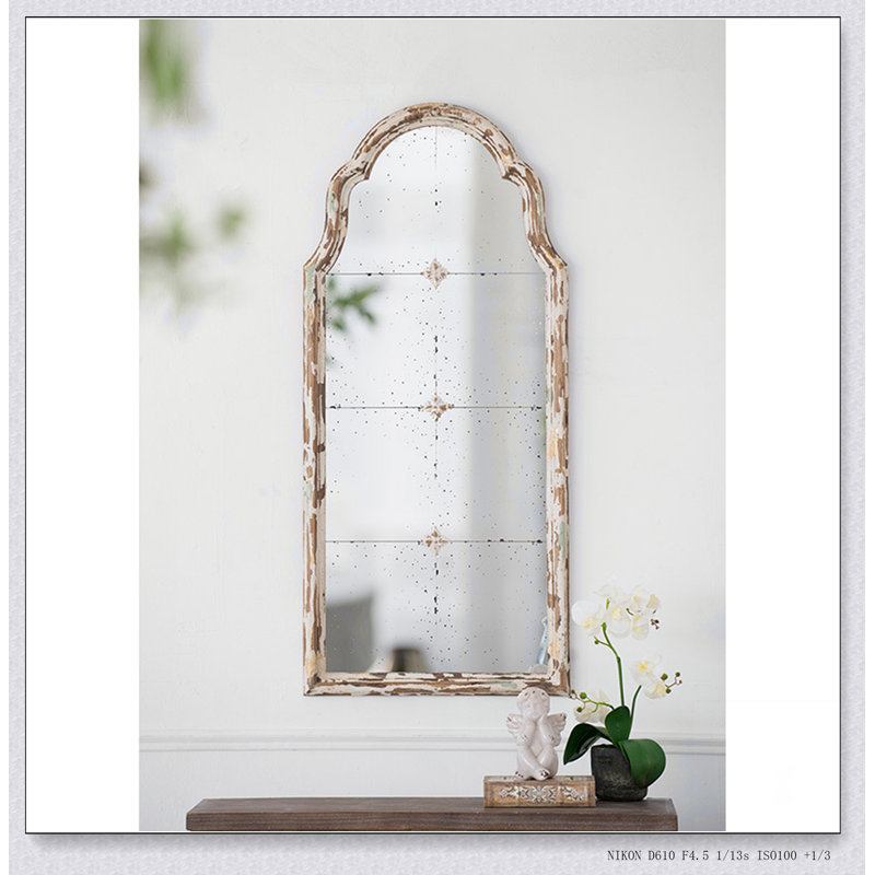 Grand miroir mural 22 po x 48 po à cadre crème et doré