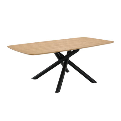 Rectangular Wooden Dining Table With Special Base In Natural And Black