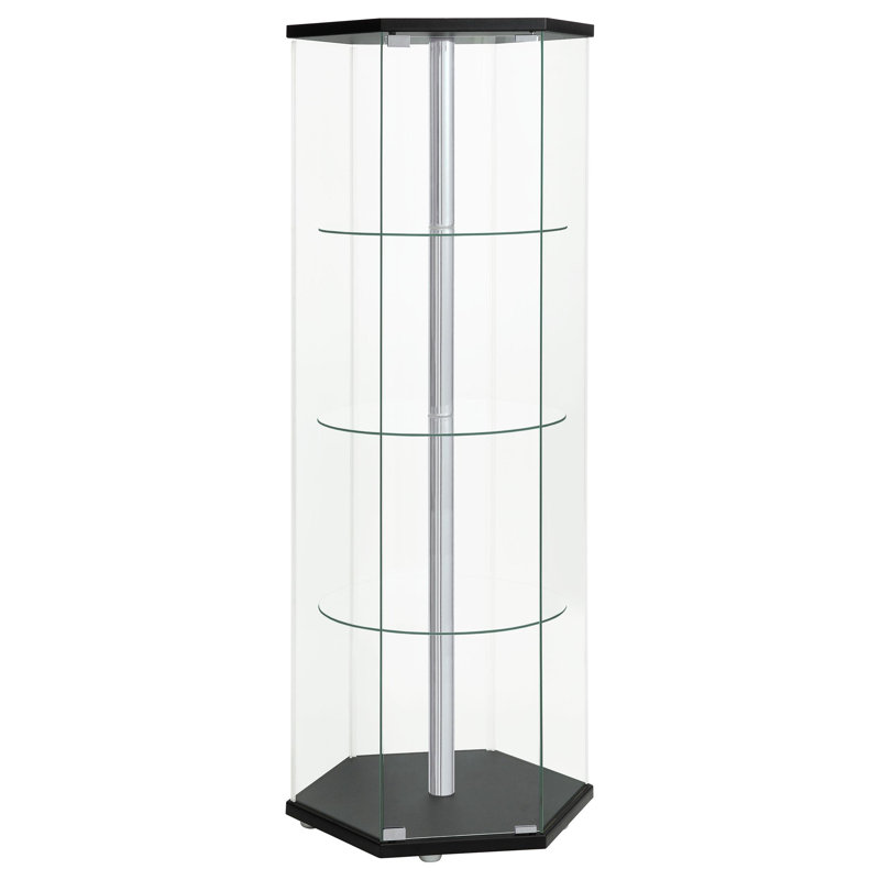 Vitrine sophistiquée à 4 tablettes Gadson, Noir, noir, noir, noir