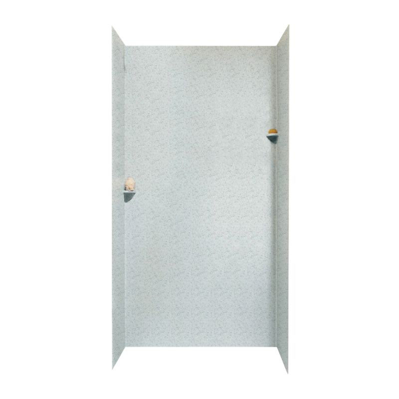48'' W 36'' D 96'' H Glue Up Solid Surface Wall, Tahiti Gray