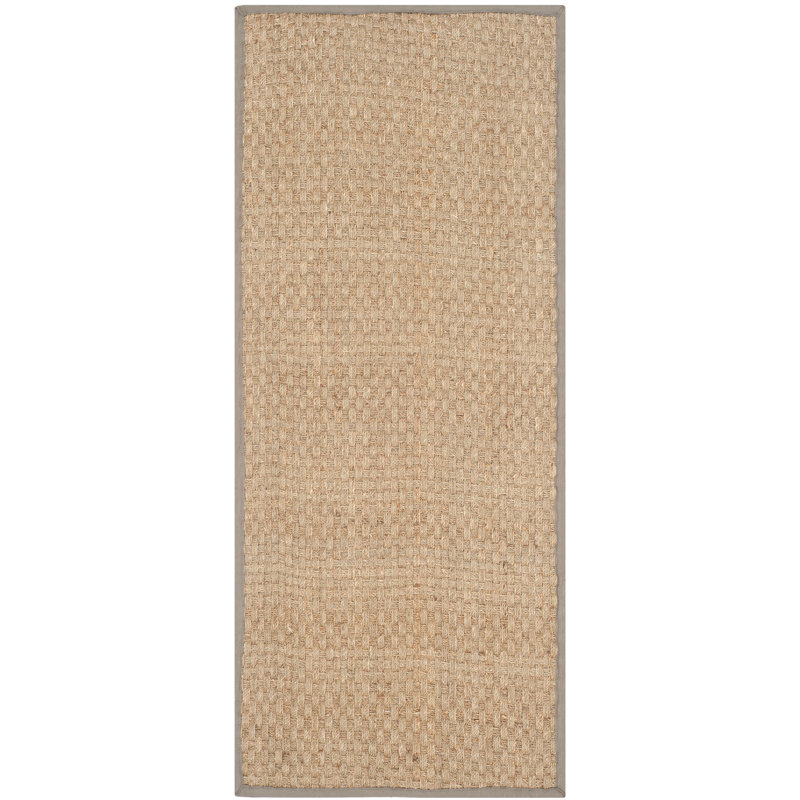 Auckland Bamboo Slat/Seagrass Natural/Gray Area Rug, Runner 2'6" x 6'