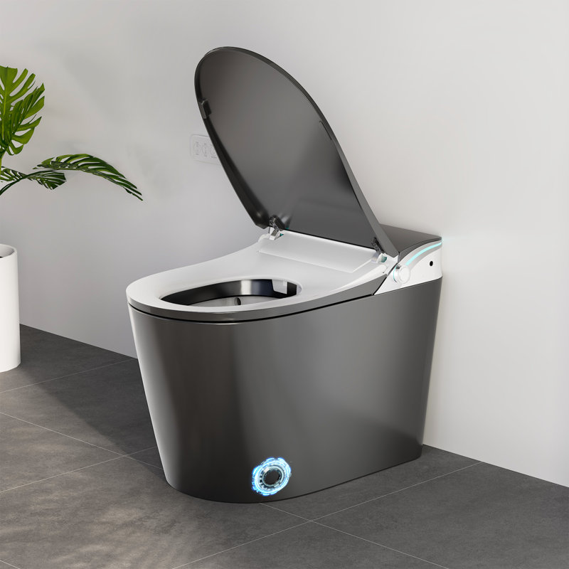 Smart Toilet,Tankless Toilets Dynamic Clean With Dryer, ADA Comfort Height One Piece Toilet With Warm Water Bidet,Modern Smart Toilet With Bidet Built In With Foot Sensor,Power Outage And Flush 