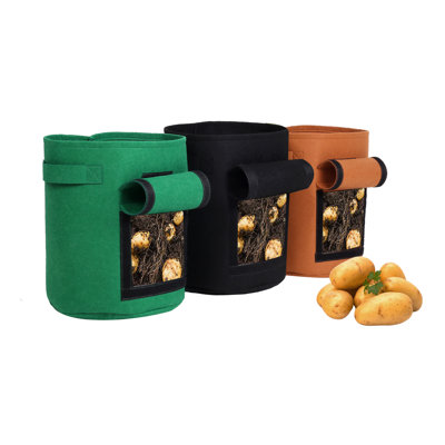 Tateo 7 Gallon with mix Black, Ginger, Green Chemical Fiber Grow Bags with Window
